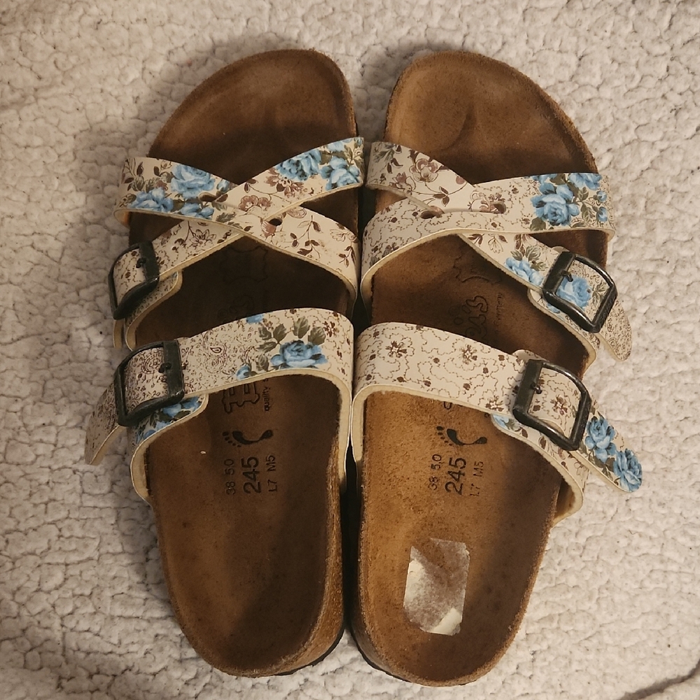 Birkis By Birkenstock Floral Buckle Strap Sandals